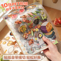 DIY Miniature Food Street Scene Sticker Book with Tweezers, Creative Handmade Decal Set for Kids