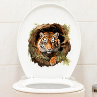 3D Cartoon Animal Toilet Lid Decal, Decorative Bathroom Wall Sticker