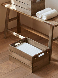 Vintage Solid Wood Storage Basket for Kitchen and Home Organization