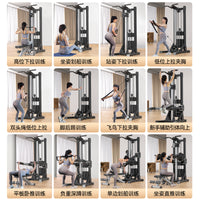 Home Gym Power Rack with Lat Pulldown and Rowing Machine, Multi-functional Strength Training Equipment