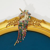Vintage Heavy Tassel Horse Brooch Retro Fashion Animal Pin Palace Style Jewelry