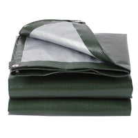 Waterproof Reversible Green/Silver Tarp for Outdoor Sunshade and Rain Protection