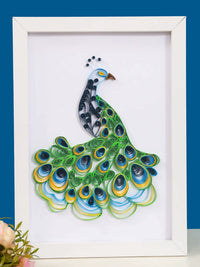 Quilling Art Kit for Beginners, DIY Paper Craft with Frame, Strips, and Tools, Chinese Style Peacock Koi Designs