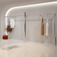 Wall-Mounted Stainless Steel Clothing Display Rack for Retail Stores