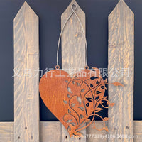 Rustic Iron Heart Wall Decor Outdoor Garden Fence Metal Craft