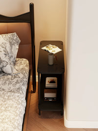 Double-Layer Narrow Bedside Table, Slim Storage Cabinet, Mini Side Table, Storage Rack