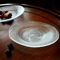 Japanese-Style Oval Glass Dessert Plate for Fruit, Salad, and Snacks