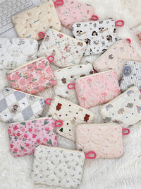 Cartoon Quilted Cosmetic Pouch Mini Storage Bag