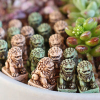 Vintage Dual-Tone Mini Stone Lion Figurines for Garden Micro Landscape Decor