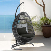 Outdoor Patio Wicker Hanging Egg Chair Double Swing for Garden Balcony