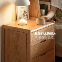 Shunyi Solid Wood Nightstand, Nordic Bedroom Storage Cabinet, Modern Simple Oak 3-Drawer Bedside Table
