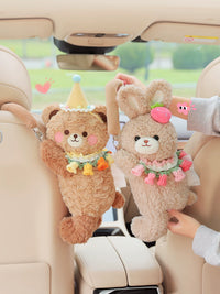 Creative Car Tissue Box Cute Cartoon Animal Hanging Tissue Holder for Car Backseat Interior Decoration