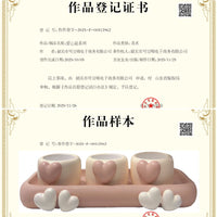 Heart-shaped Cartoon Succulent Planter Pots with Tray, Mini Creative Desktop Plant Pots