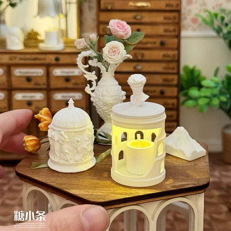 Miniature Dollhouse Scented Candle Holder Lamp and Accessories for Blythe Dolls