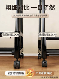 Freestanding Garment Rack with Storage Shelf and Coat Hooks for Balcony Dormitory