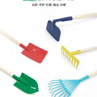Kids' Long Handle Garden Tools Set - Rake, Hoe, Shovel for Beach, Planting, and Gardening