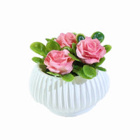 Miniature Artificial Rose Potted Plant for DIY Dollhouse Garden Decor