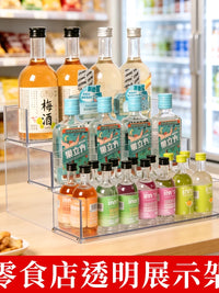 Clear Acrylic Tiered Display Stand for Liquor Bottles and Collectibles