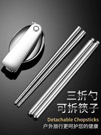 Portable 304 Stainless Steel Bowl and Cutlery Set for Travel, Outdoor, Kids, and Students