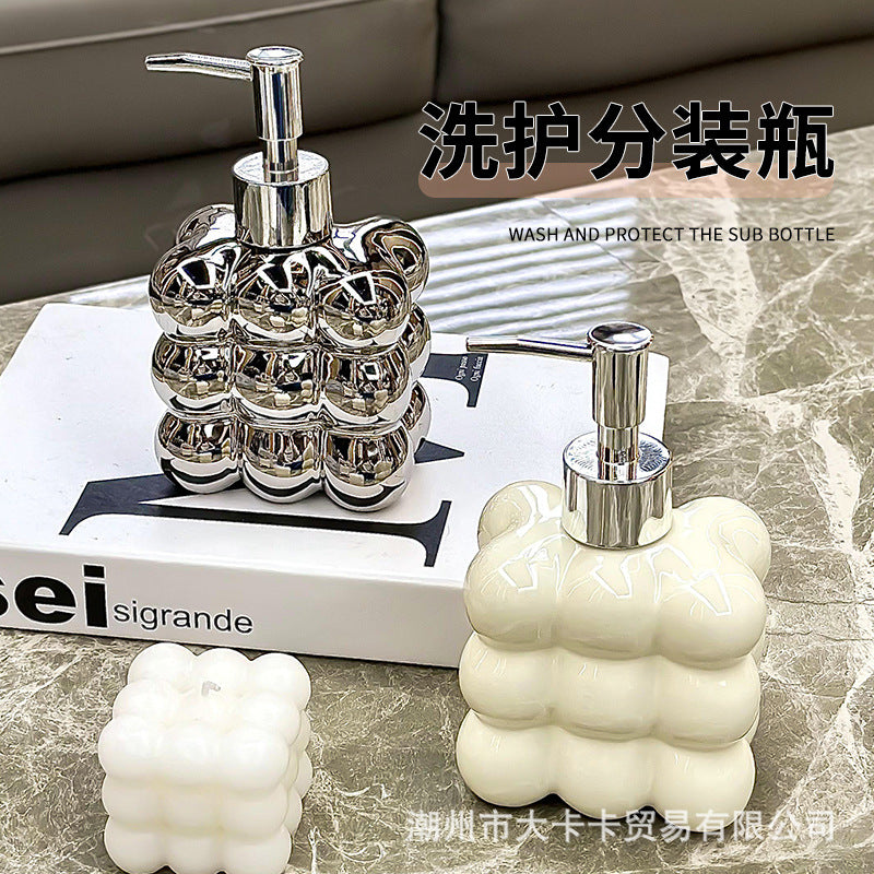 Ceramic Lotion Dispenser Bottle for Bathroom, Large Capacity Shampoo Hand Soap Press Pump Bottle