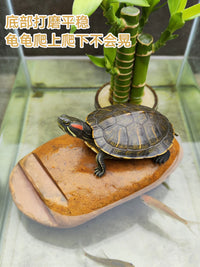 Natural Turtle Basking Platform with Anti-Slip Steps and Hiding Cave for Aquarium Decor