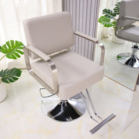 Height Adjustable Salon Chair for Hair Stylists, Hair Salon Styling Chair with Metal & PU Upholstery