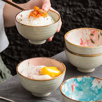 Japanese Style Ceramic Spherical Bowl Set for Home Use