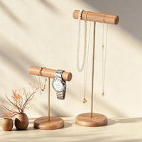 Walnut Wood 3-Tier Jewelry Display Stand for Rings, Earrings, and Bracelets