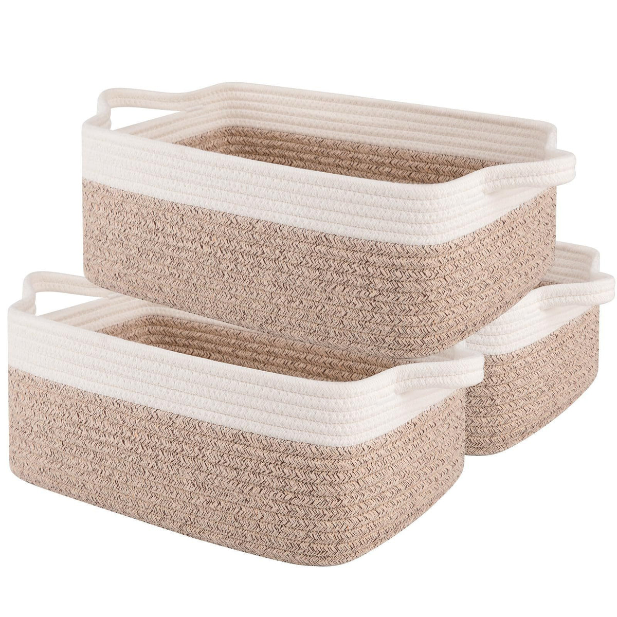 Rectangular Cotton Rope Storage Basket Woven Decorative Organizer for Toys and Sundries