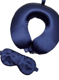 100% Mulberry Silk Travel Neck Pillow with Eye Mask Set