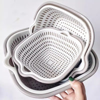 8-Piece Food Grade Double-Layer Drain Basket Set for Washing Vegetables and Fruits, Thickened Kitchen and Living Room Use