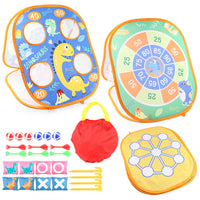 Kids 3-in-1 Dinosaur Football Toss Game Tent with Storage Bag, Indoor Outdoor Foldable Play Tent