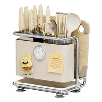 Magnetic Knife Block & Chopping Board Holder, Multifunctional Kitchen Organizer Rack with Utensil Storage
