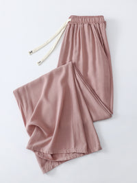 Women's High-Waisted Wide-Leg Rayon Lounge Pants Loose Fit Thin Casual Trousers