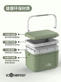 Portable Insulated Cooler Box for Outdoor Camping and Car Travel, Food Grade Refrigerated Container with Ice Packs