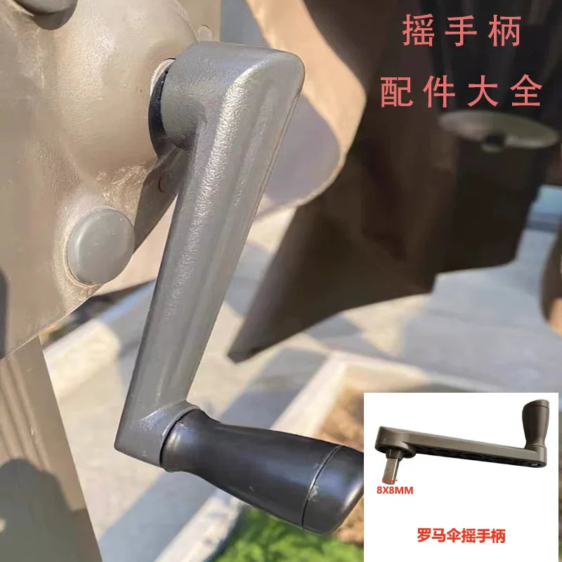 Outdoor Patio Umbrella Replacement Parts - Crank Handle, Shaft, and Rib Brackets