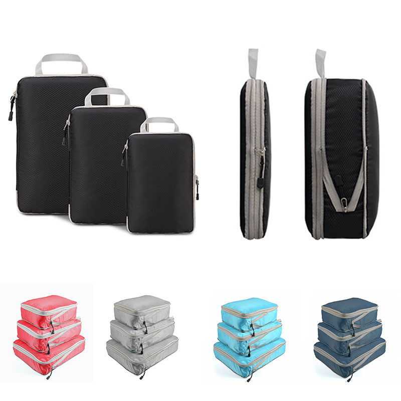 4-Piece Compressible Travel Packing Cubes Set with Zipper Expansion, Waterproof Luggage Organizers for Clothes and Shoes
