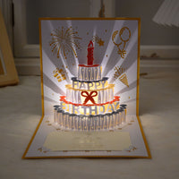 3D Pop-Up Musical LED Birthday Card with Cake Design