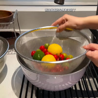 Cream Style Stainless Steel Colander Bowl Set for Kitchen, Mixing, Washing Vegetables, and Salad