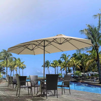 Outdoor Patio Double-Head Cantilever Umbrella with Base Options, UV Protection for Garden, Deck, Commercial Use