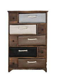 Solid Wood Rattan Weave Storage Cabinet with Drawers for Living Room and Bedroom