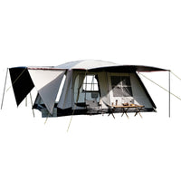 Large 10-Person Blackout Car Tail Tent for Camping, Double Layer Waterproof Outdoor Shelter with Two Rooms and Three Halls