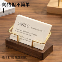 Solid Wood Business Card Holder Desktop Organizer
