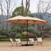 Outdoor Patio Double-Head Cantilever Umbrella with Base Options, UV Protection for Garden, Deck, Commercial Use