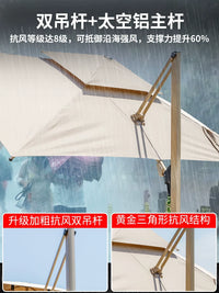 Outdoor Patio Umbrella with Solar LED Lights and Wheeled Base, Large Cantilever Sunshade for Garden, Balcony, and Commercial Use