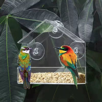 Outdoor Window Bird Feeder with Suction Cups, Rainproof Hanging Bird Feeder for Balcony and High-Rise Windows
