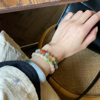 Ice-Grade Peach Blossom Agate Peacock Agate Beaded Bracelet