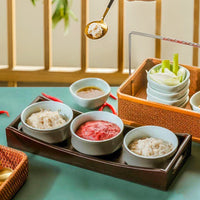 Ceramic Three-Compartment Appetizer Bowl Set for Hot Pot & Snacks