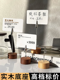 Solid Wood Memo Clip Photo Holder Stand for Desk Display, Postcards, Cards, and Price Tags
