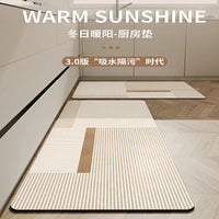 Japanese Style Diatomaceous Earth Kitchen and Bathroom Mat, Non-Slip Absorbent Floor Mat